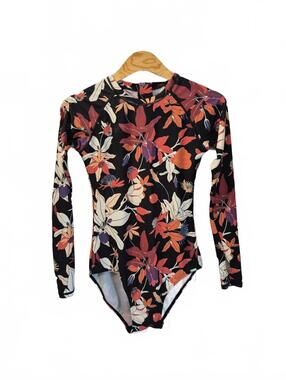 Axesea Women’s Floral Long Sleeve One Piece Swimsuit Rash Guard Size 6
